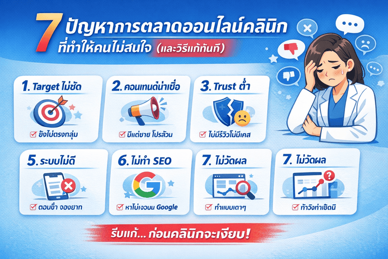 7 ปัญหาการตลาดออนไลน์คลินิก